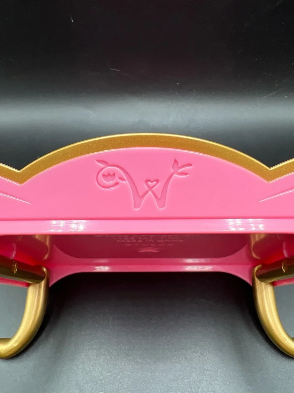 American Girl 2023 Pink Doll Serving Tray Table Gold Foldable Legs “W” Initial